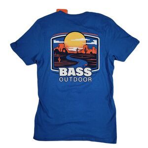 Bass Outdoor Mesa Path T-Shirt Mens Small Blue Crew neck Front/back graphics NEW